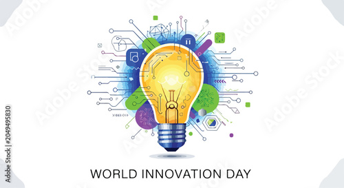 Tableau sur toile A lightbulb with colorful circuit designs