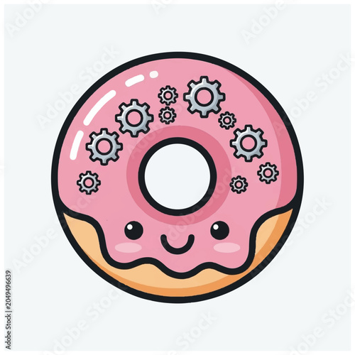 Quadro su tela Pink Donut with Smiling Face.
