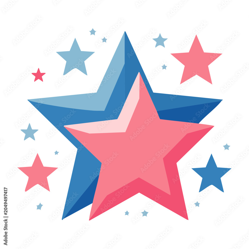 Obraz premium Blue and pink stars illustration on white background