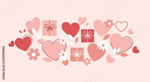 Photos A digital illustration of pink and red Valentine's Day-themed