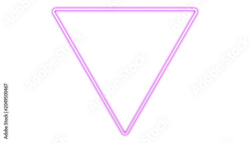 Tableau sur toile Magenta Neon Inverted Triangle Frame Glowing Geometric Shape PNG Isolated on Tra