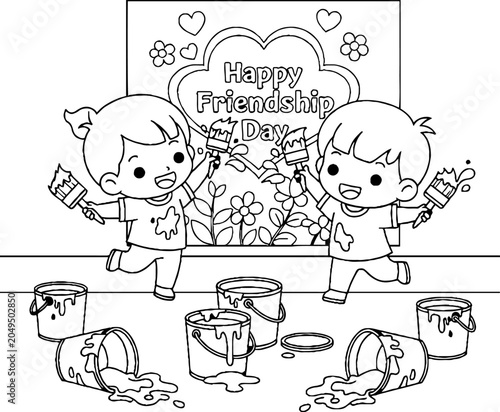 Children Celebrating Friendship Day with Paint and Joy.
