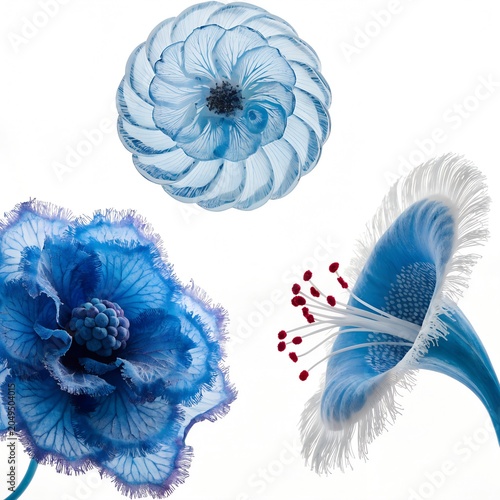 blue flower on white background