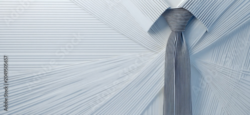 Elegant blue pinstripe formal shirt with a grey necktie, presenting a sharp and professional business attire.