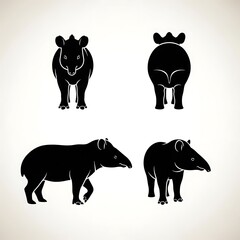 Black and white silhouettes of horses in different poses.