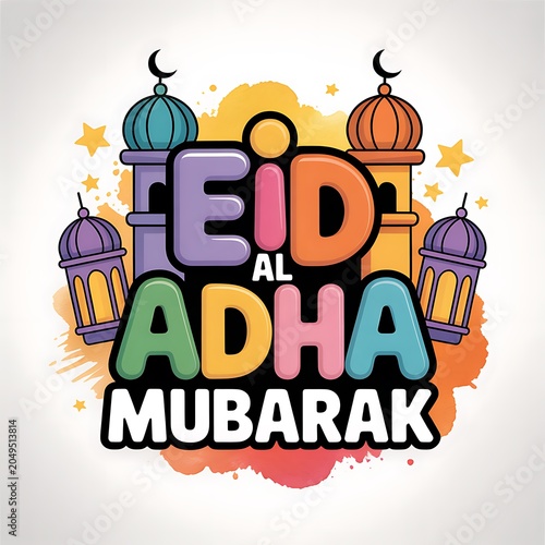 Eid al Adha Mubarak colorful Islamic holiday greeting card design