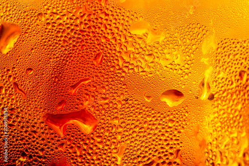 Tableau sur toile Macro image showing condensation on a cold glass surface, the surface of a drop