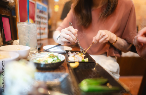 Grilled pork offal japanese style menu in Izakaya drink bar restaurant
