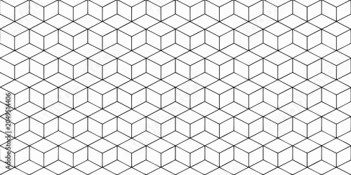 Quadro su tela Isometric Cube Pattern Black And White Line Art Design