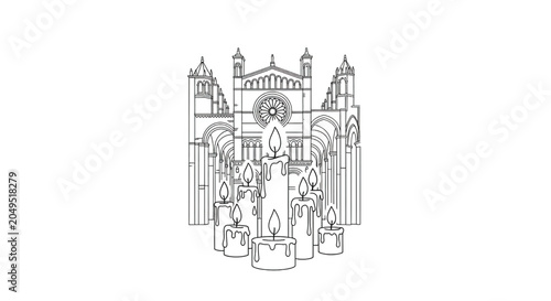 People standing in front of cathedral.