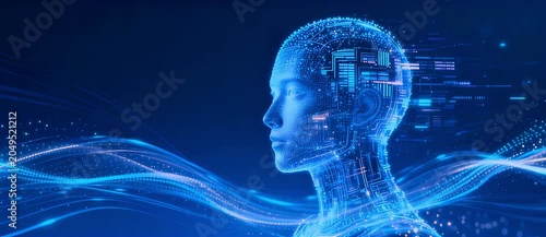 Futuristic Human Brain Silhouette with Digital Energy Flow