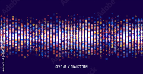 Genomic data visualization. Abstract DNA sequencing and genome mapping graphics. Scientific concept for medical research, biotechnology, and genetic testing. Vector illustration.