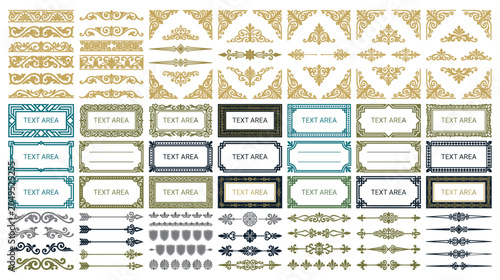 Bild auf Leinwand Elegant text area frames and ornamental dividers for design.