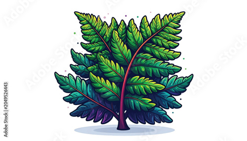 Colorful illustration of a green fern.