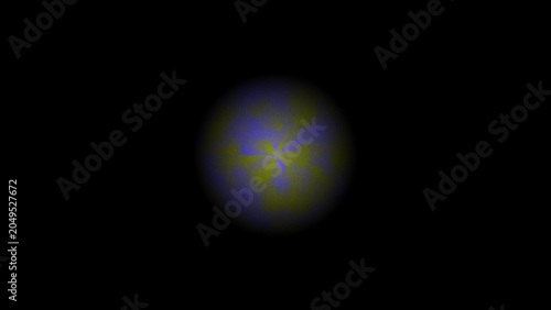 Abstract cosmic nebula sphere with purple and green hues