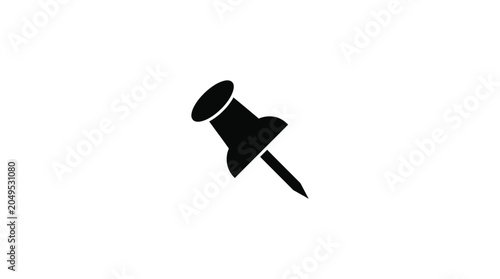Foto Pushpin Silhouette On White Background A Simple Stationery Item Silhouette pin t