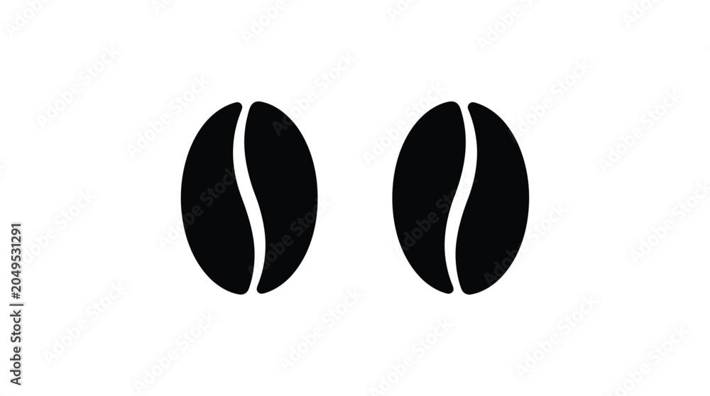 Obraz premium Two coffee bean silhouettes against a white background a simple graphic silhouette