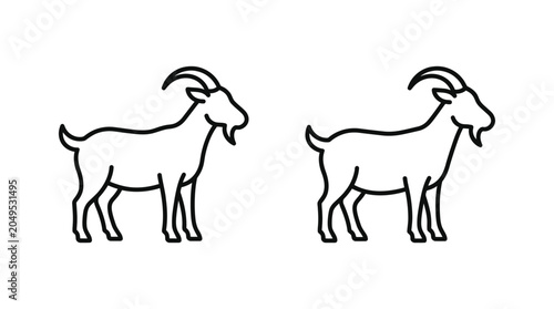 Fotografía Two goat silhouettes simple black line drawings on a white background silhouette