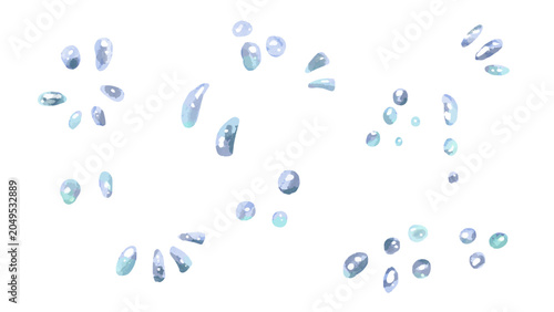Blue Watercolor Water Drop Illustration Set
