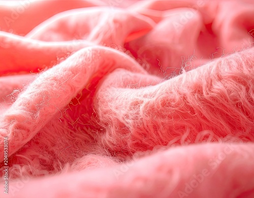 Close-up macro view of soft, fuzzy pink fabric.