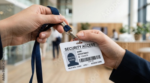 Security Badge ID Card Hand Holding Office Corporate Access Photo