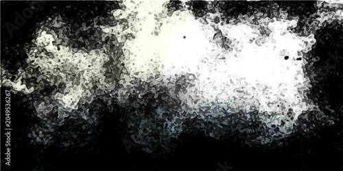 Quadro su tela Abstract black and white texture with white smoky or cloudy wisps and grainy dark areas on black background
