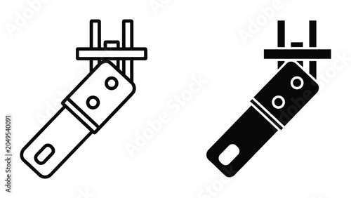 Quadro su tela Black and white line art illustration of two belt buckle designs with prongs iso