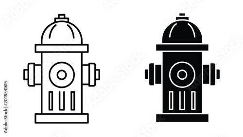 Obraz na plátně Vector illustration of a fire hydrant in black and white on isolated white backg