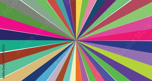 Obraz na plátně Abstract multicolored radial burst of thin stripes originating from a central po