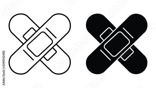 Bild auf Leinwand Two band aid icons in black and white on a white background