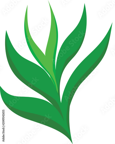A minimalist illustration of a green plant with stylized leaves, representing growth and nature's vitality.
