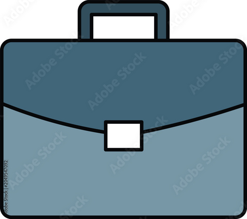 Foto Blue gradient attache case with white clasp and handle, flat briefcase