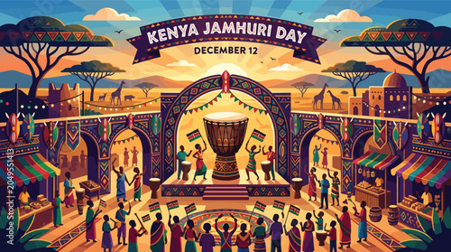 Tableau sur toile Kenya Jamhuri Day Celebration Festival Scene.