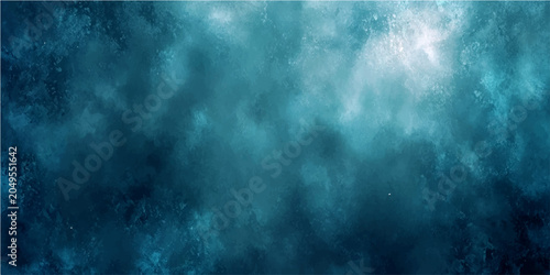 Fotografija Mysterious ethereal cloudy mist swirling deep oceanic abyss, illuminated faint luminescence