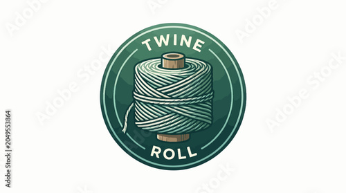 Tableau sur toile Green twine roll on wooden spool.