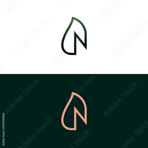 letter n leaf and nature logo