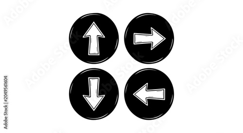 Arrow direction icons set, outline style, white background