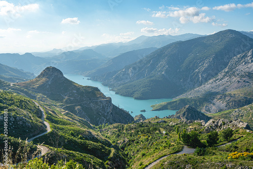 A beautiful panoramic landscape of the famous Green Canyon reservoir at Oymapinar Dam on the Manavgat River. 

