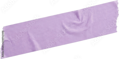 A torn piece of pastel purple masking tape showing textured paper and slight wrinkles presented at an angle purple tape ripped adhesive craft stationary wrinkled abstract