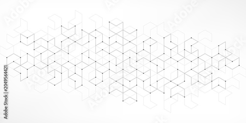 Graphic design element with abstract geometric background of simple hexagon pattern