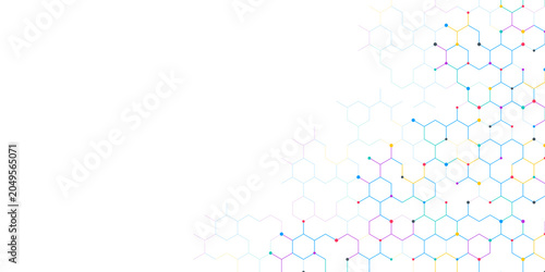 Graphic design element with abstract geometric background of simple hexagon pattern