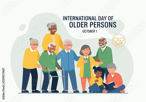 Illustration of older persons on International Day