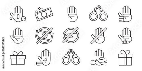 Bild auf Leinwand Corruption and Bribery Line Icon Set