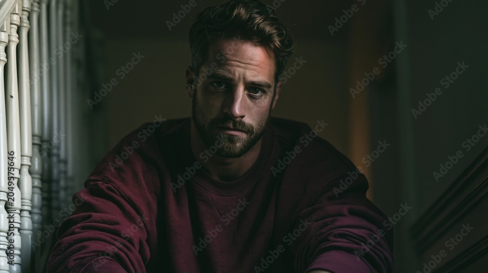 Fototapeta premium Men Mental Health Stigma British Young Athletic Man Steady