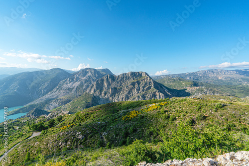 A beautiful panoramic landscape of the famous Green Canyon reservoir at Oymapinar Dam on the Manavgat River. 
