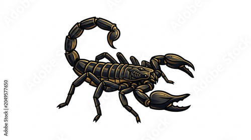 Foto Golden and black scorpion vector illustration isolated on white background