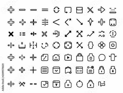 black and white icons set