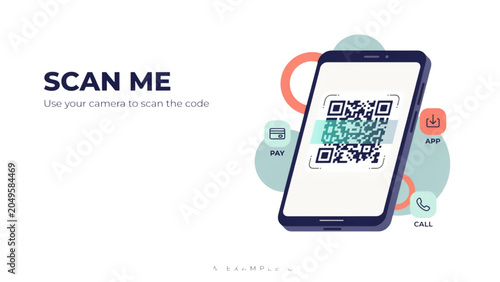 Person scanning qr code on smartphone with red heart icon notification Vector