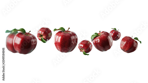 Canvastavla Fresh red apples arranged in a neat row on a clean surface Vector