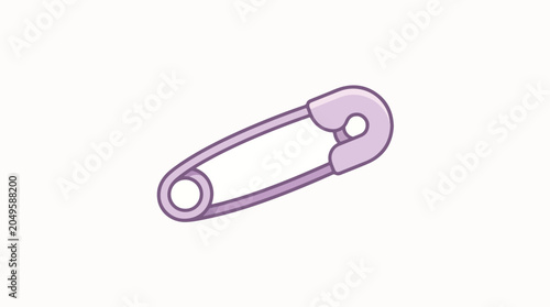 Purple safety pin isolated on white.